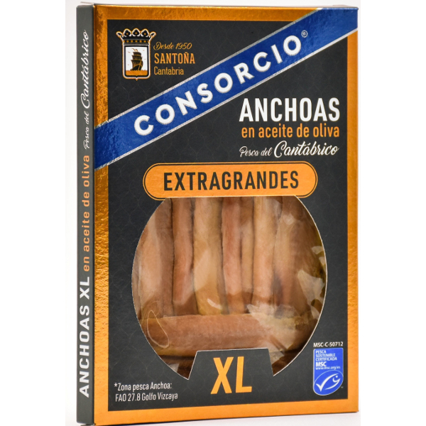 Anchoas a/oliva Cantábrico Consorcio XL barqueta 65 g