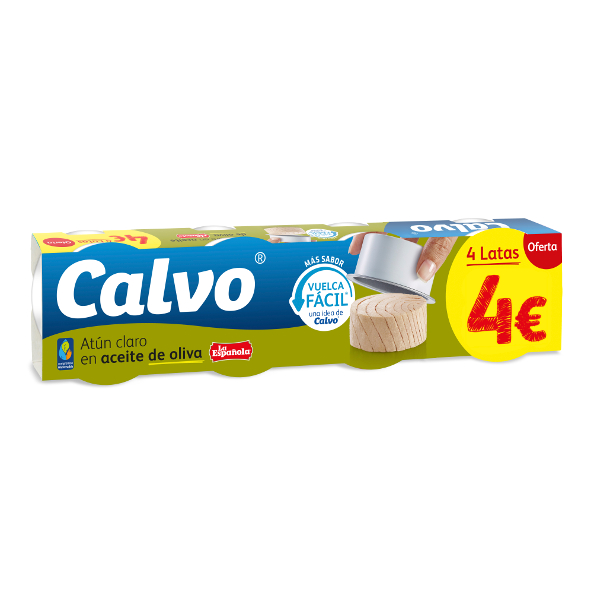 Atún claro en aceite oliva Calvo pack-4x52g